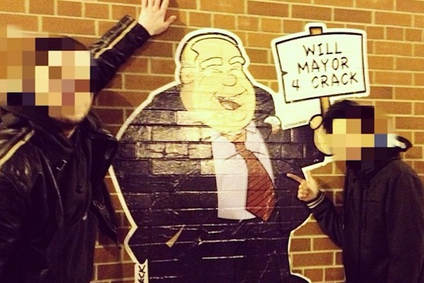 Rob Ford decal on a brick wall